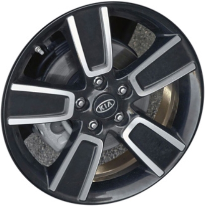 KIA SOUL 2010-2013 black machined 18x7 aluminum wheels or rims. Hollander part number ALY74618A45.MAPOD, OEM part number 529102K550.