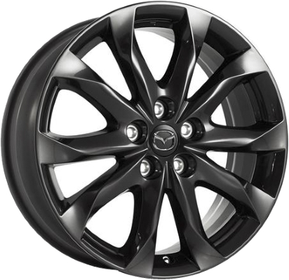 Mazda 3 2014-2017 powder coat black 18x7 aluminum wheels or rims. Hollander part number ALY64962U45, OEM part number B45B-V3-810.