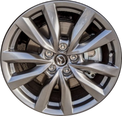 Mazda CX-9 2020-2023 powder coat grey 18x8 aluminum wheels or rims. Hollander part number ALY64983U35, OEM part number 9965368080.