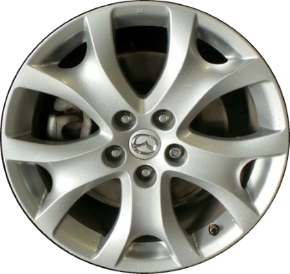 Mazda CX-9 2011-2015 powder coat silver 18x7.5 aluminum wheels or rims. Hollander part number ALY64944, OEM part number 9965237580.
