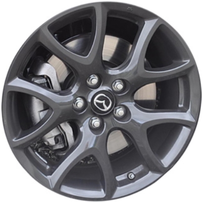 Mazda 3 2010-2013 powder coat charcoal 18x7.5 aluminum wheels or rims. Hollander part number ALY64930U30, OEM part number 9965267580.