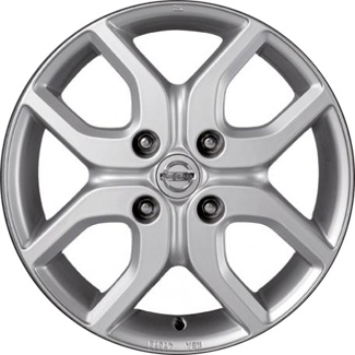 Nissan Cube 2009-2014 powder coat silver 16x6 aluminum wheels or rims. Hollander part number ALY62536U20, OEM part number 999W17V001SL.