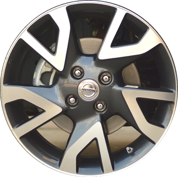 Nissan Versa 2014-2017 charcoal machined 16x6 aluminum wheels or rims. Hollander part number ALY62780, OEM part number 403009MB0A.