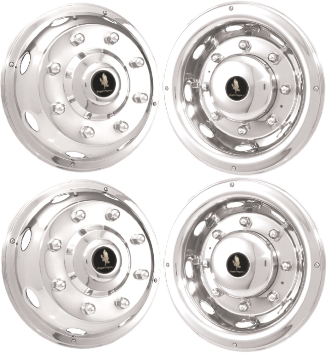 22.5 UNIVERSAL GMC STAINLESS STEEL FRONT WHEEL RIM SIMULATOR HUBCAP COVERS © 