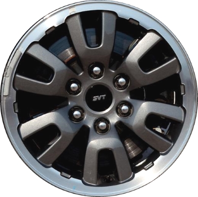 Ford F-150 2010-2011 charcoal machined 17x8.5 aluminum wheels or rims. Hollander part number ALY3831, OEM part number AL3Z1007A.