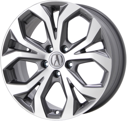 Acura RDX 2013-2018 grey machined 18x7.5 aluminum wheels or rims. Hollander part number ALY71808U35.LC25, OEM part number 08W18TX4200, 08W18TX4201, 08W18TX4200A.