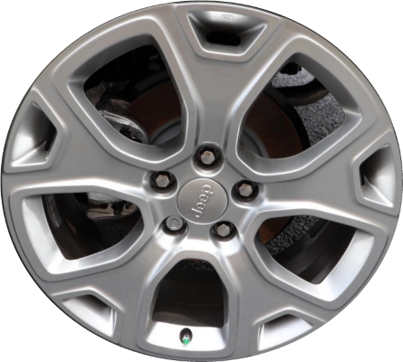 Jeep Renegade 2019-2023 powder coat silver 18x7 aluminum wheels or rims. Hollander part number ALY9150U20/9151, OEM part number 6WU27DD5AA.