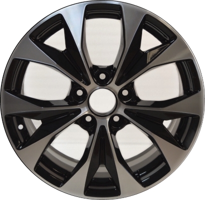 Honda Civic 2012-2014 black machined 17x7 aluminum wheels or rims. Hollander part number ALY64025U45, OEM part number 42700TR4A81.