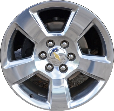 Chevrolet Silverado 1500 2014-2018, Silverado 1500 LD 2019, Suburban 1500 2015-2020, Tahoe 2015-2020 polished 20x9 aluminum wheels or rims. Hollander part number 5652U80, OEM part number 20937764.