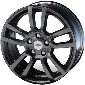 Chevrolet Sonic 2012-2016 powder coat black 16x6 aluminum wheels or rims. Hollander part number ALY5525U45, OEM part number 95937973, 19300985.
