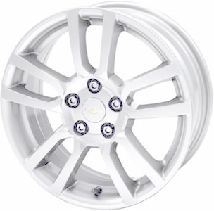 Chevrolet Sonic 2012-2016 powder coat white 16x6 aluminum wheels or rims. Hollander part number ALY5525U50, OEM part number 95937972, 19300984.