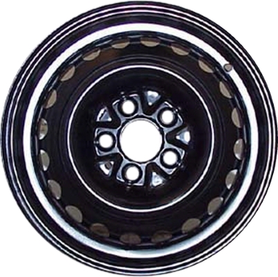 Dodge Neon 1999-2002 powder coat black 14x5.5 steel wheels or rims. Hollander part number STL2158, OEM part number Not Yet Known.