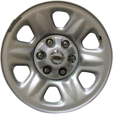 Nissan Titan 2004-2012 powder coat silver 17x7.5 steel wheels or rims. Hollander part number STL62436, OEM part number 403007S000.