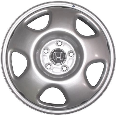 Honda CR-V 2007-2011 powder coat silver 17x6.5 steel wheels or rims. Hollander part number STL63927, OEM part number 42700SWA305, 42700SWA601, 42700SWAA01, 8516858.