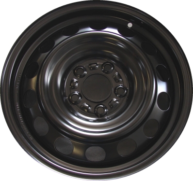 Mazda 3 2014-2018 powder coat black 16x6.5 steel wheels or rims. Hollander part number STL64960, OEM part number 9965D16560.