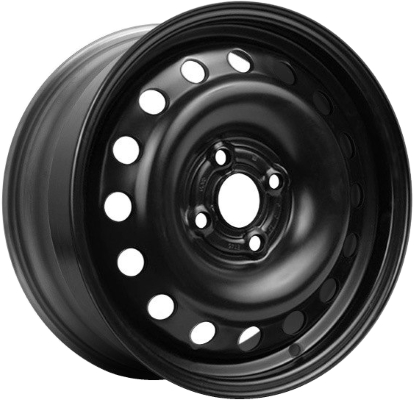 Chevrolet Aveo 2009-2011 powder coat black 15x6 steel wheels or rims. Hollander part number STL6624, OEM part number 95947417.