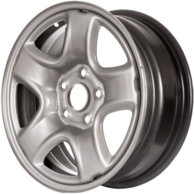Toyota RAV4 2001-2005 powder coat silver 16x6.5 steel wheels or rims. Hollander part number STL69405, OEM part number 4261142110, 4261142160, 4261142260.