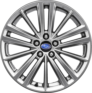 Subaru Impreza 2015-2016 powder coat hyper silver 17x7 aluminum wheels or rims. Hollander part number ALY68799U78/68834, OEM part number 28111FJ050.