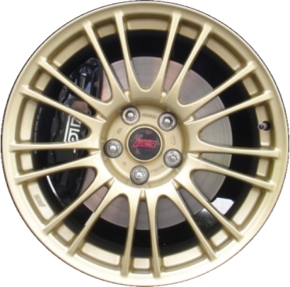 Subaru Impreza WRX 2008-2014 powder coat gold 18x8.5 aluminum wheels or rims. Hollander part number ALY68778U55.LG05, OEM part number 28111FG060.