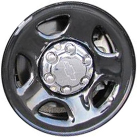 Chevrolet Suburban 1500 2000-2011, Tahoe 2000-2011 powder coat black 16x6.5 steel wheels or rims. Hollander part number STL8066, OEM part number 9595762.