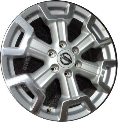 Nissan Titan XD 2016-2020 silver machined 20x7.5 aluminum wheels or rims. Hollander part number ALY62727U10, OEM part number 40300EZ00B.