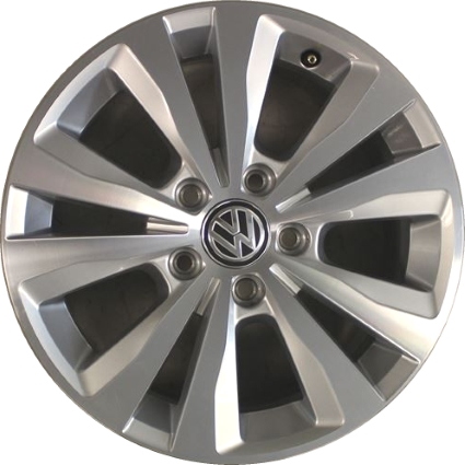 Volkswagen Golf 2014-2021 silver machined 16x6.5 aluminum wheels or rims. Hollander part number ALY70051, OEM part number 5GM6010258Z8.