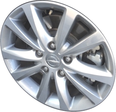 Chrysler Town & Country 2014 grey polished 17x6.5 aluminum wheels or rims. Hollander part number ALY2489BRT.POL, OEM part number Not Yet Known.