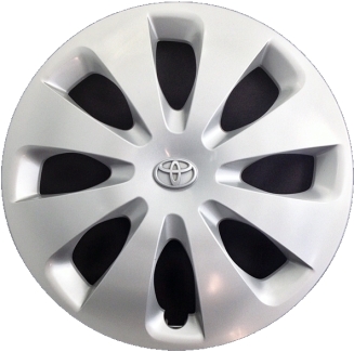 Toyota Prius C 2012-2014, Plastic 8 Spoke, Single Hubcap or Wheel Cover For 15 Inch Steel Wheels. Hollander Part Number H61166.