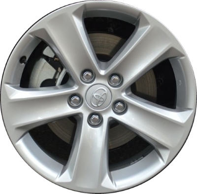 Toyota RAV4 2013-2015 powder coat silver or hyper silver 17x7 aluminum wheels or rims. Hollander part number ALY69626U, OEM part number 426110R150, 4261142410, 426110R100, 4261142430.