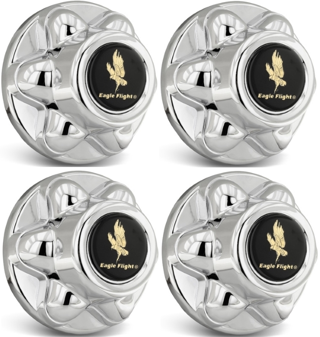 Set of 4, JCQT655 Universal 6 Lug Trailer Axle Hub Covers/Center Caps