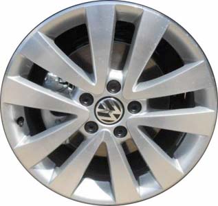 Volkswagen Golf 2009-2013 silver machined 17x7 aluminum wheels or rims. Hollander part number ALY98488/170098, OEM part number Not Yet Known.