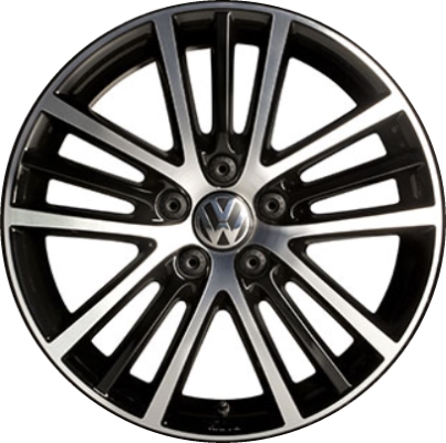 Volkswagen Jetta 2014-2018, Jetta GLi 2014-2018 black machined 17x7 aluminum wheels or rims. Hollander part number 97252U45/170196, OEM part number 5K0071497AX1.
