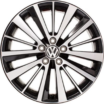 Volkswagen Jetta 2012-2014, Jetta GLi 2012-2014 black machined 18x7.5 aluminum wheels or rims. Hollander part number 69968, OEM part number 5C5071498AX1.