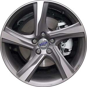 Volvo XC90 2013-2014 dark grey machined 19x8 aluminum wheels or rims. Hollander part number ALY70383, OEM part number 313390056.