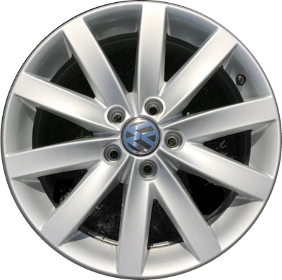 Volkswagen Golf 2010-2014, Jetta 2006-2014, Jetta GLi 2006-2014 powder coat silver 17x7 aluminum wheels or rims. Hollander part number 69936, OEM part number 5K0601025F8Z8.