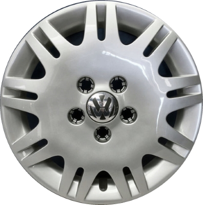 Volkswagen Jetta 2006-2010, Plastic 9 Double Spoke, Single Hubcap or Wheel Cover For 15 Inch Steel Wheels. Hollander Part Number H61557.