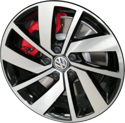 Volkswagen Jetta 2019-2021 black machined 18x7.5 aluminum wheels or rims. Hollander part number ALY70060, OEM part number 5GM601025NFZZ.