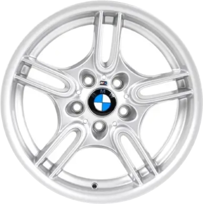 BMW 525i 2001-2003, 530i 2001-2003, 540i 2000-2003, M5-2001-2003 powder coat silver 17x8 aluminum wheels or rims. Hollander part number 59337, OEM part number 36112228995.