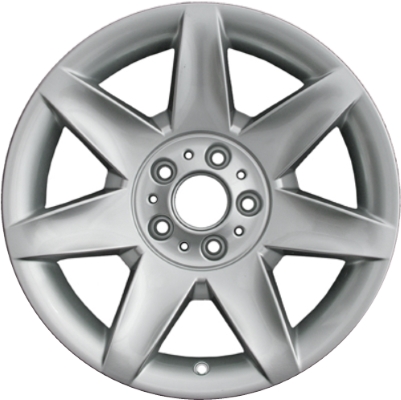 BMW 525i 2001-2003, 530i 2001-2003, 540i 2000-2003 powder coat silver 17x8 aluminum wheels or rims. Hollander part number 59409, OEM part number 36116751761.