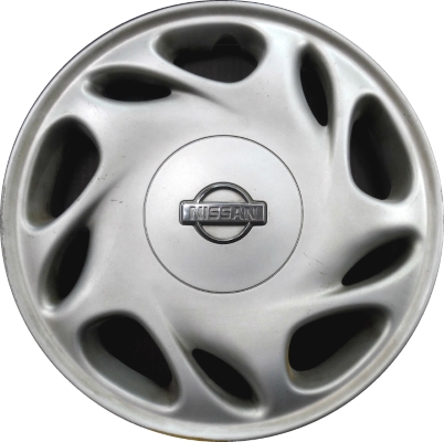 Nissan Altima 1995-1999, Plastic 10 Hole, Single Hubcap or Wheel Cover For 15 Inch Steel Wheels. Hollander Part Number H53050.