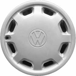 Volkswagen Golf 1993-1996, Volkswagen Jetta 1993-1999, Plastic 8 Slot, Single Hubcap or Wheel Cover For 14 Inch Steel Wheels. Hollander Part Number H61523.