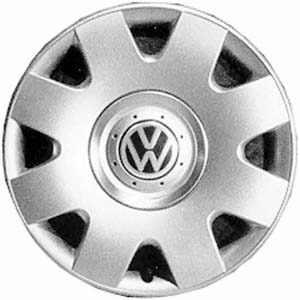 Volkswagen Beetle 2002-2005, Plastic 8 Spoke, Single Hubcap or Wheel Cover For 16 Inch Steel Wheels. Hollander Part Number H61541.