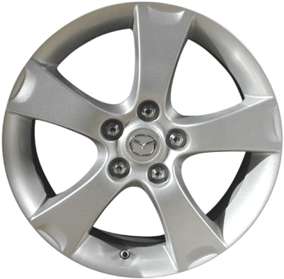 Mazda 3 2004-2006 powder coat silver 17x6.5 aluminum wheels or rims. Hollander part number ALY64861U20, OEM part number 9965026570, 9965036570.