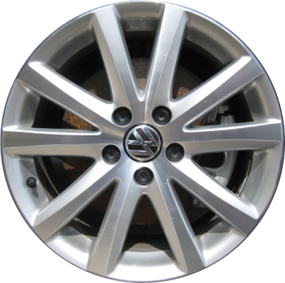 Volkswagen EOS 2007-2011, Jetta 2007-2011, Passat 2006-2011 silver machined 17x7.5 aluminum wheels or rims. Hollander part number 69828, OEM part number 3C0601025J8Z8.