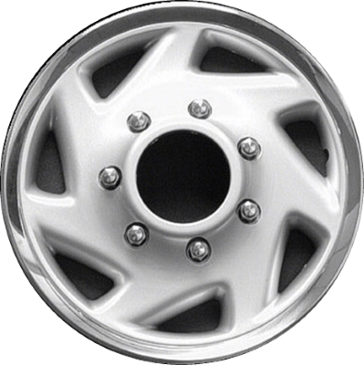 Ford F-250 1995-1997, Ford F-350 SRW 1995-1997, Plastic 7 Spoke, Single Hubcap or Wheel Cover For 16 Inch Steel Wheels. Hollander Part Number H924.
