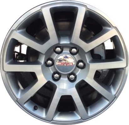 GMC Sierra 1500 2015-2018, Yukon 2015-2020 grey machined 20x9 aluminum wheels or rims. Hollander part number 5699, OEM part number 22796082.