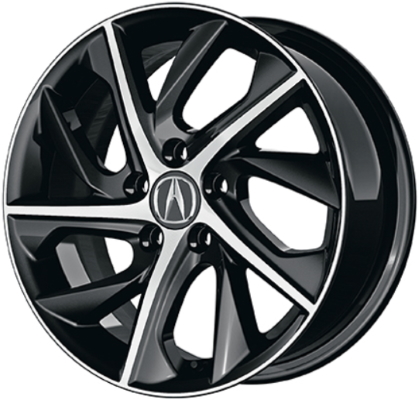 Acura ILX 2019-2022 black machined 17x7 aluminum wheels or rims. Hollander part number ALY71859, OEM part number 08W17-TX6-200C.