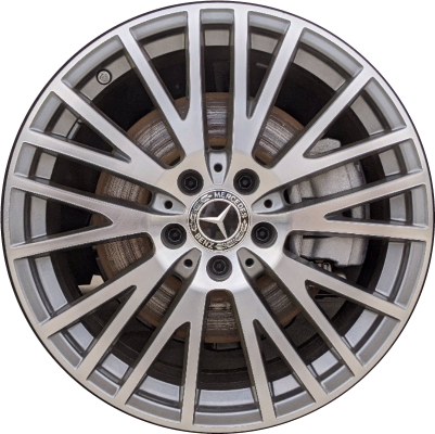 Mercedes-Benz A220 2022, A250 2020-2022, CLA250 2020-2024 grey machined 18x7.5 aluminum wheels or rims. Hollander part number 85771, OEM part number 17740106007X21.