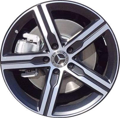 Mercedes-Benz CLA250 2020-2023 matte black machined 18x7.5 aluminum wheels or rims. Hollander part number ALY85768, OEM part number 17740132007X36.