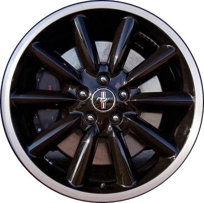 Ford Mustang 2012-2013 black machined 19x9 aluminum wheels or rims. Hollander part number ALY3888, OEM part number CR3Z1007B.
